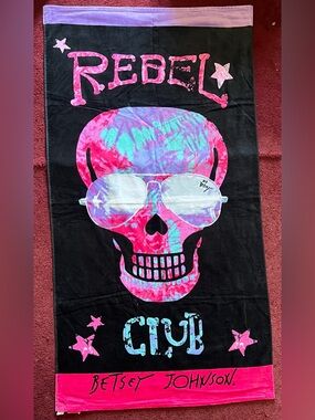 Betsey Johnson Rebel Club Skull Beach Towel